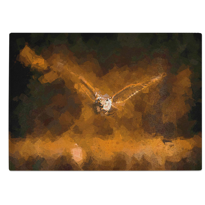 Glass Flying Owl At Dusk in Abstract Chopping Board, 39 cm W x 28.5 cm L