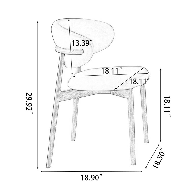 Chaises de salle à manger de style Mid-Century moderne, structure pré-assemblée à mortaise et tenon, coussin éponge confortable pour salle à manger, meuble-lavabo, bureau (ensemble de 2)