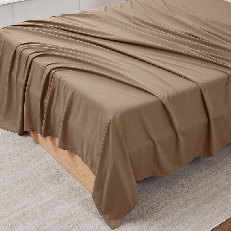 Sidak 100% Cotton Brushed Flat Sheet, Beige, Super King (6')