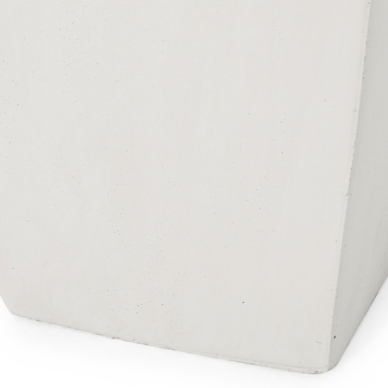 Matte White 13" Cast Stone Outdoor Planter - Enhance Appeal Of Your Backyard Planter, Tapered Design For A Contemporary Garden