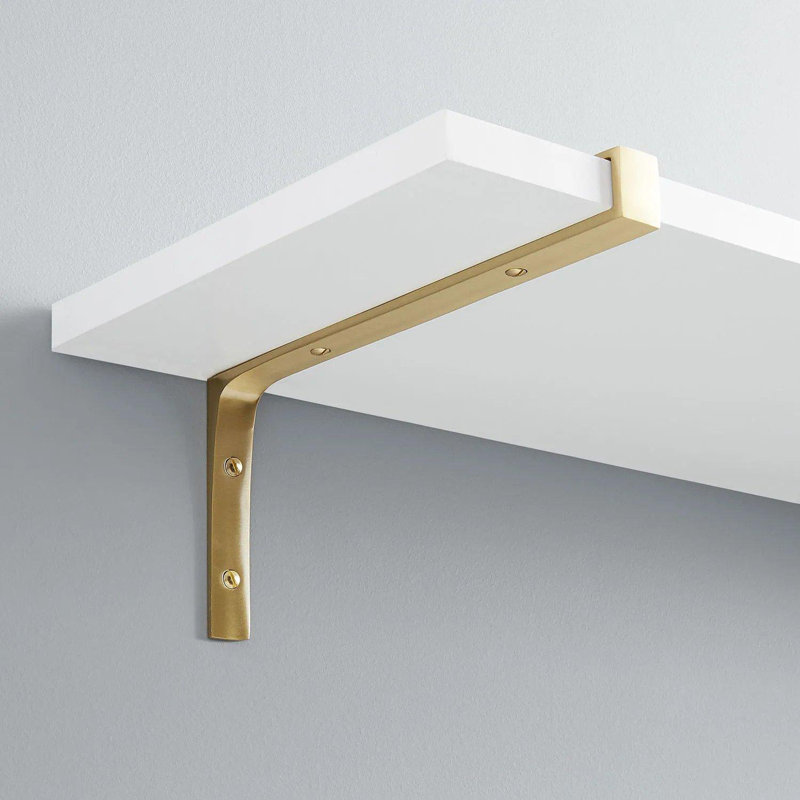 Gehler Solid Brass Shelf Bracket, 5.5" H x 10" W x 0.88" D, Satin Brass