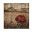 Pivoines rouges rétro par la grange III - décoration murale en bois de pivoines - sur bois de pin naturel-643785794