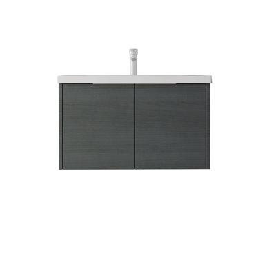 Meuble-lavabo flottant 36 po avec lavabo, porte à fermeture en douceur, lavabo en céramique, contreplaqué 36 po