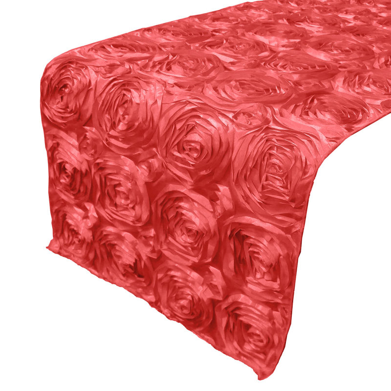 Floral Table Runner, 12" W x 108" L, Coral