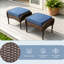 Ensemble de 2 repose-pieds d'extérieur en osier, repose-pieds de patio avec coussin, tabouret de siège supplémentaire pour la cour, la terrasse et le porche