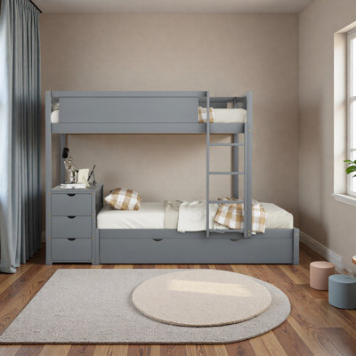 Lit superposé avec lit gigogne simple, rangement et bureau