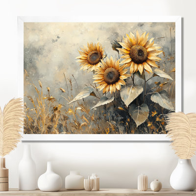 Hiver tournesols champs dans la campagne III - tournesols, art mural sur toile