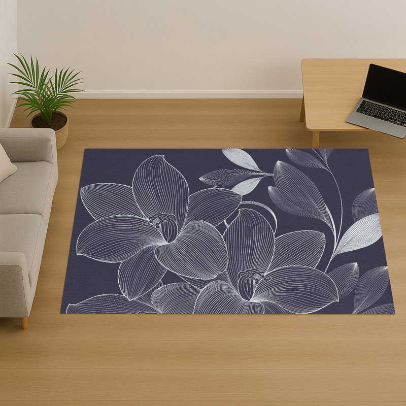 Floral Area Rug, Rectangle 90 x 150 cm