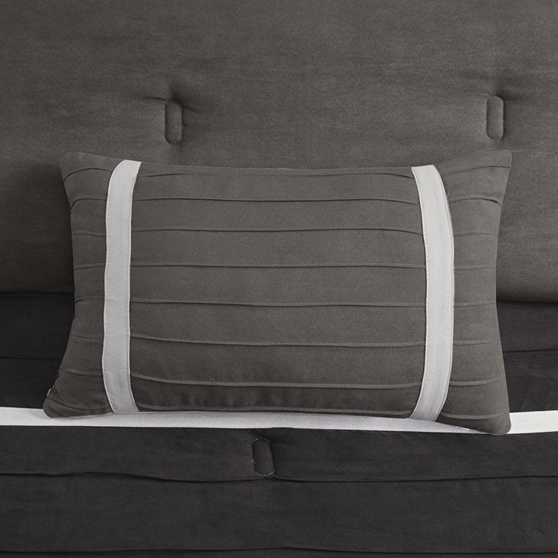 Ensemble d'édredon 7 pièces en faux suède très grand (noir), King Bedspread + 6 Additional Pieces, Black