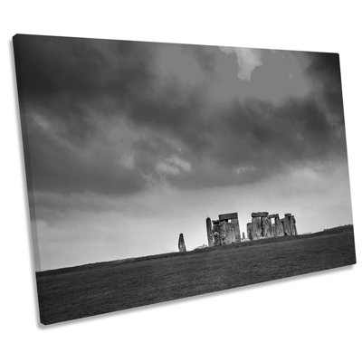 Stonehenge B&W Framed - Wrapped Canvas Print