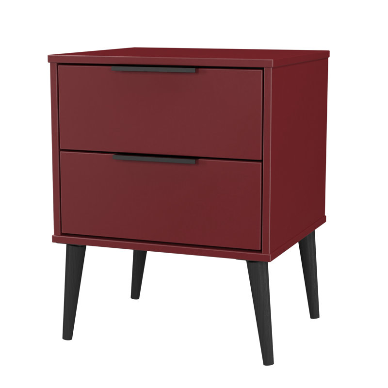 Peacham 45cm W Manufactured Wood Bedside Table, Red