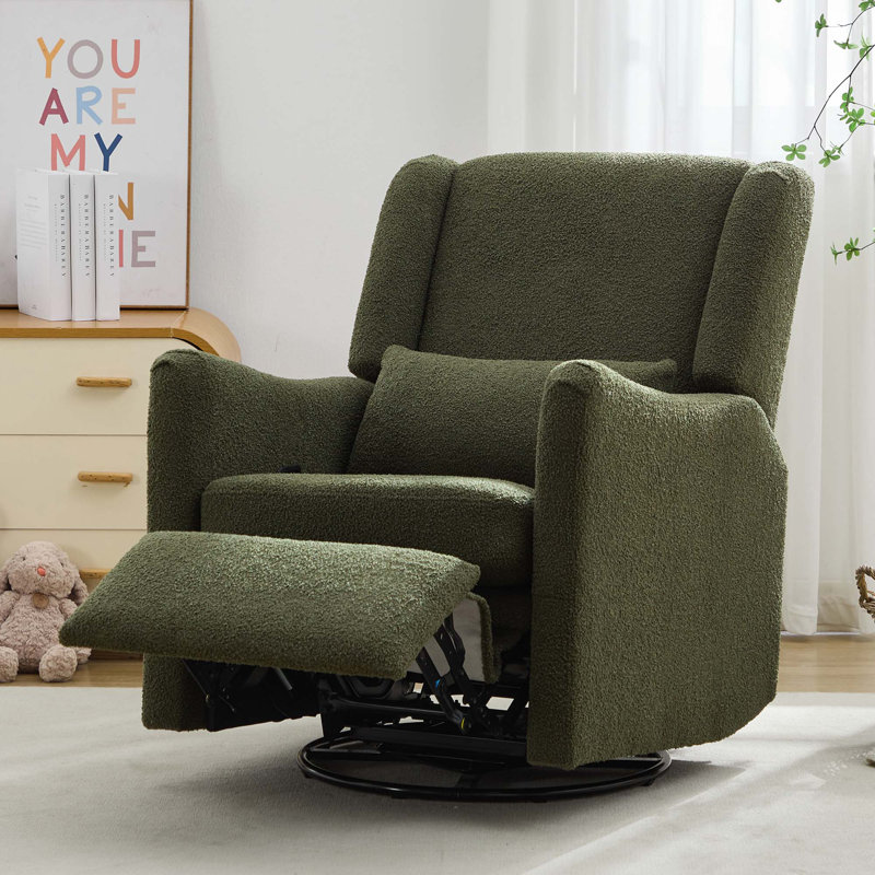 Wide Wingback Swivel Rocker Recliner Chair, Glider Rocker Recliner, Rocking Chair Nursery For Living Room Bedroom Apartment