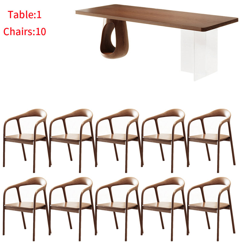 Ensemble de table moderne en bois massif de style simple et acrylique
