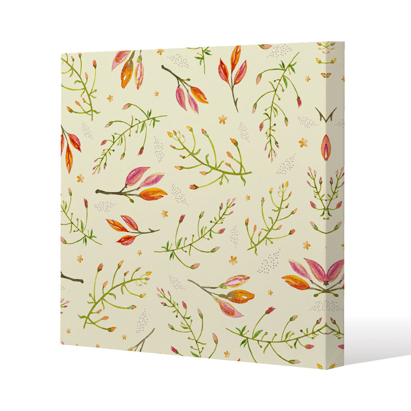Branches on Light Background Slim Style Canvas Print, 30 cm H x 30 cm W