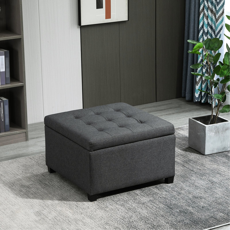 Rangement en tissu gris par. Pour le salon, la chambre à coucher, le vestibule. Style rétro, siège moelleux, grand espace de rangement, cadre stable, charnière de sécurité grise, siège rabattable pour le vestibule, revêtement classique et spacieux, sécurité