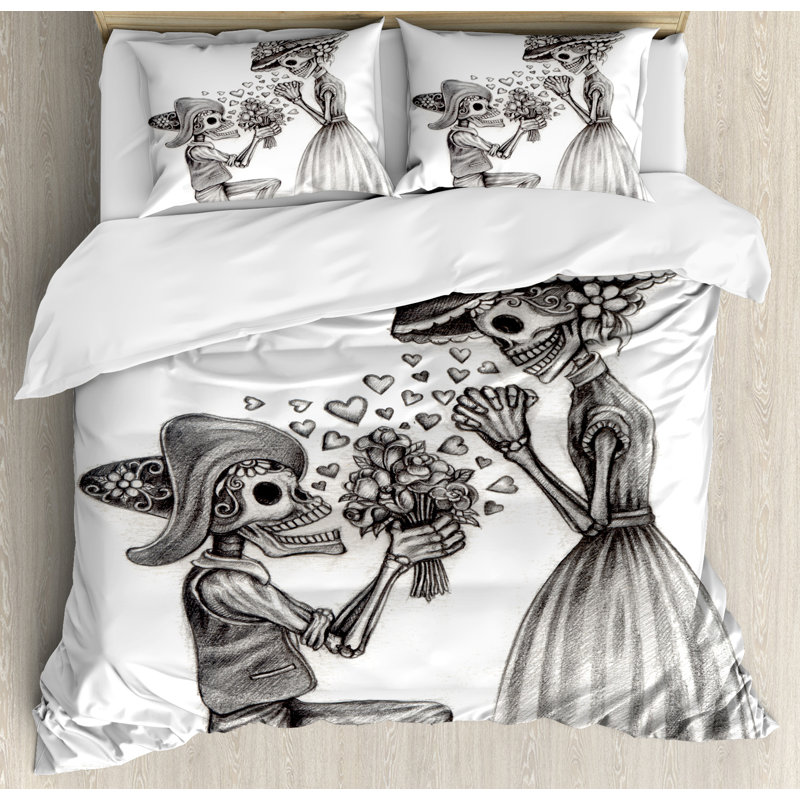 Day Of The Dead Decor Eclectic Duvet Cover, King
