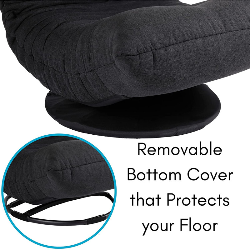 Charcoal Memory Foam Swivel Floor Chair with Adjustable Back