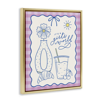  Girl's World on Plaid Canvas Wall Art by Jalynn Heerdt