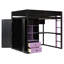 Lit mezzanine en bois massif (taille standard) avec bureau intégré et éclairage intelligent-2104801263