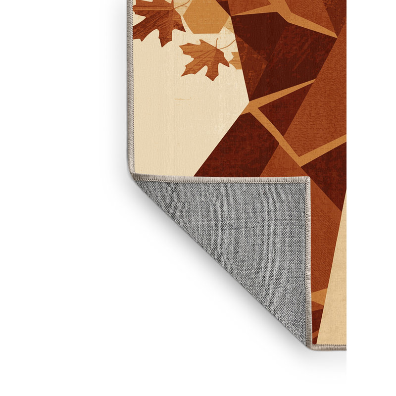 Machine Washable Pascasio Maple Tree Modern Rustic Geometric Rug in Beige – Beige Binding, 3x5