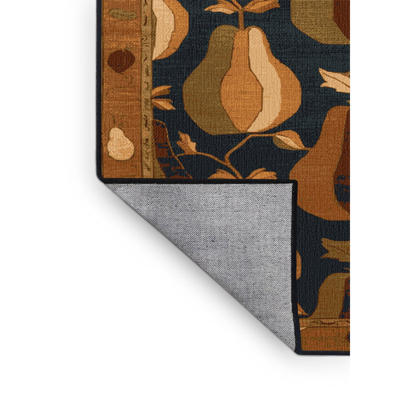  Tapis lavable avec poires et fruits asiatiques, Rectangle 8 pi x 12 pi