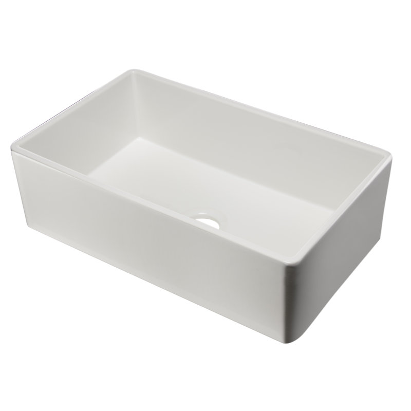 34.8'' L Single Bowl Fireclay Kitchen Sink, White