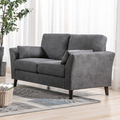 Causeuse en tissu tissé gris de 57 po Damian