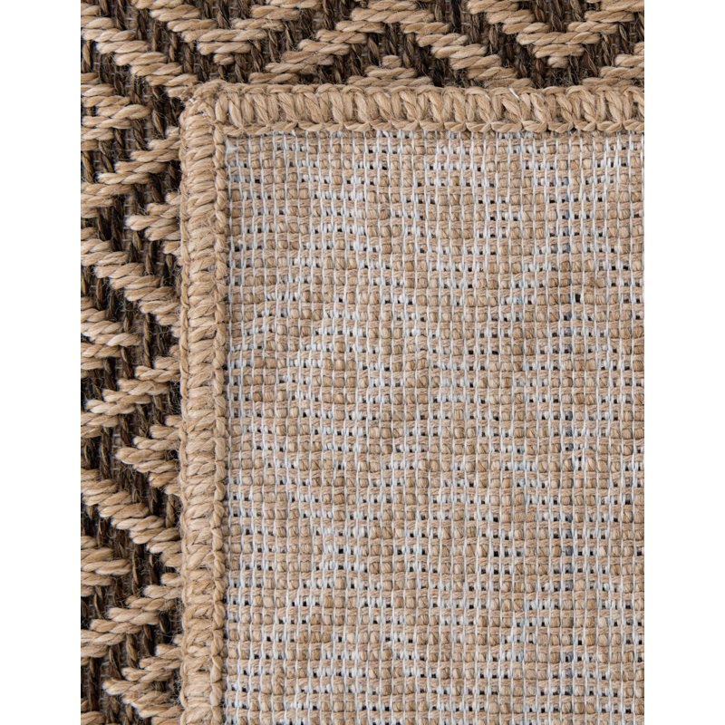 Daphne Geometric Machine Woven Polypropylene Area Rug in Brown, Square 12'2"