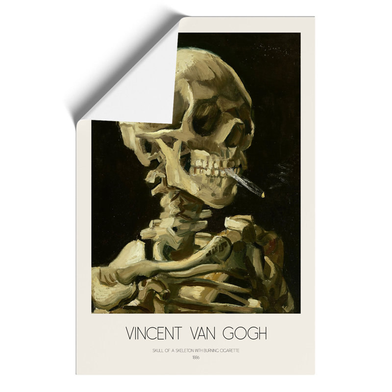 Skull of a Skeleton with Cigarette with Border by Vincent van Gogh - Frameless Print, 59cm H x 42cm W x 0.1cm D