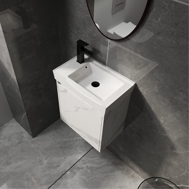 Meuble-lavabo mural avec lavabo en céramique et grand espace de rangement, un ajout élégant et fonctionnel à votre salle de bain
