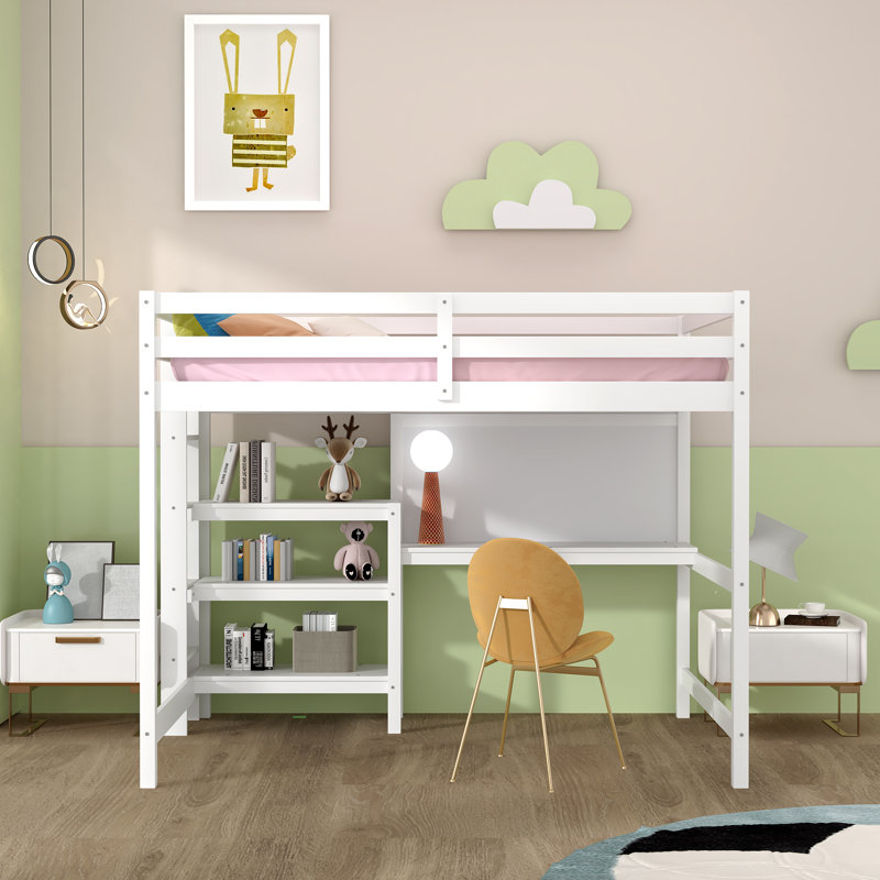 Lit mezzanine double Orelia pour enfants, Blanc