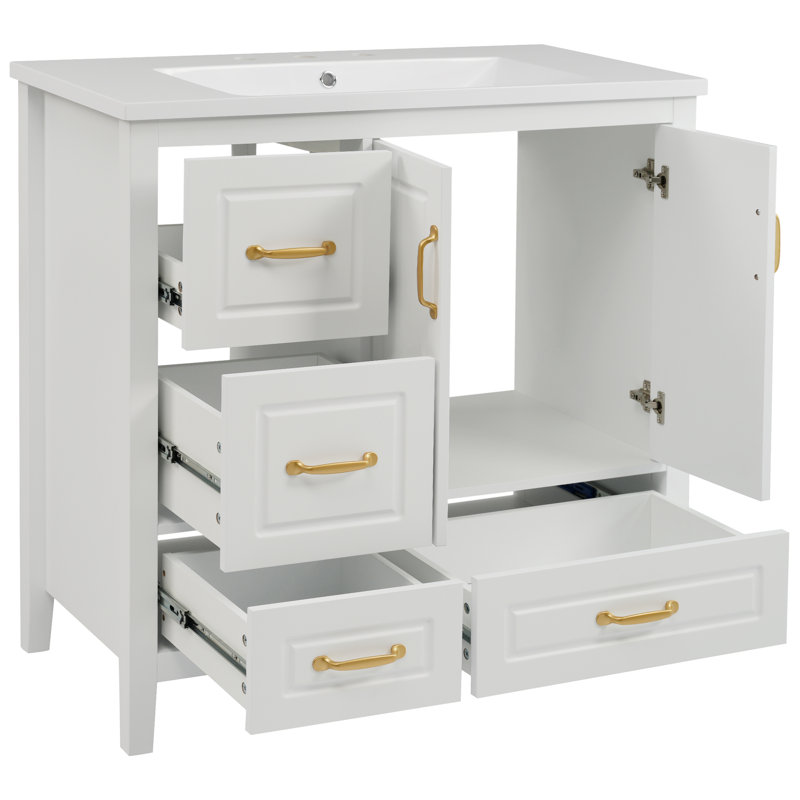 Meuble-lavabo de salle de bain avec lavabo, Blanc