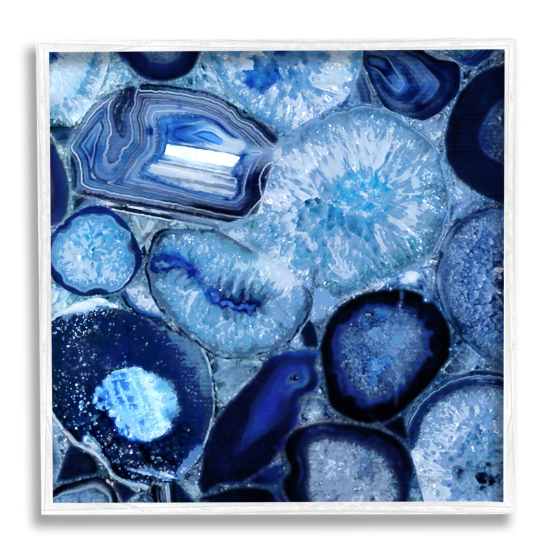 «Agate in Blue Natural Geodes» par Danielle Carson - cadre flottant, impression sur bois, H 17 po x l 17 po x P 1,5 po