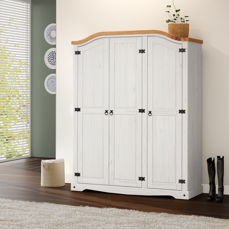 Ouellet 3 Door Solid Wood Wardrobe