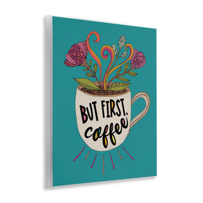 First Coffee with Florals Wall Plaque Art by Valentina Harper