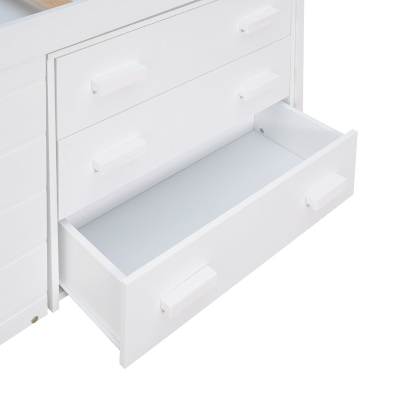 Lit mezzanine avec armoire et tablette, Blanc