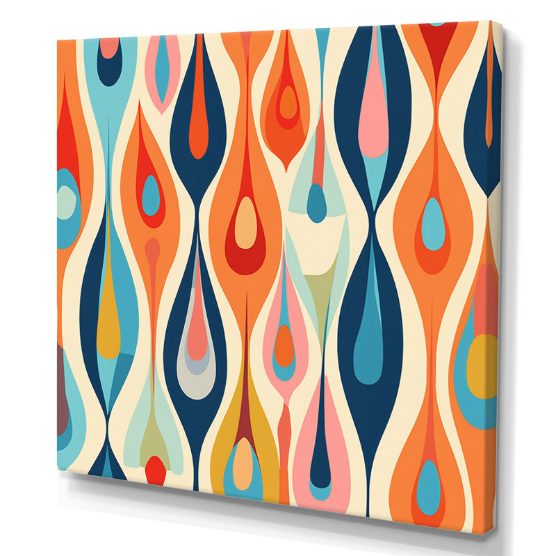 Retro Abstract Drops XI - Abstract Geometric Wall Art, Wrapped Canvas, 30" H x 40" W