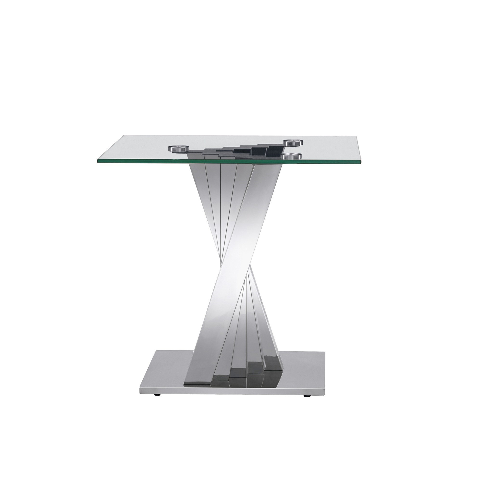 Orren Ellis Tempered Glass Top End Table With Stainless Steel Base ...