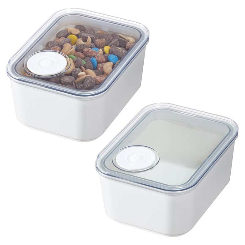 Ensemble de 2 petits pots de cuisine hermétiques avec bouchon verseur amovible iDesign - blanc, 1,6 pintes
