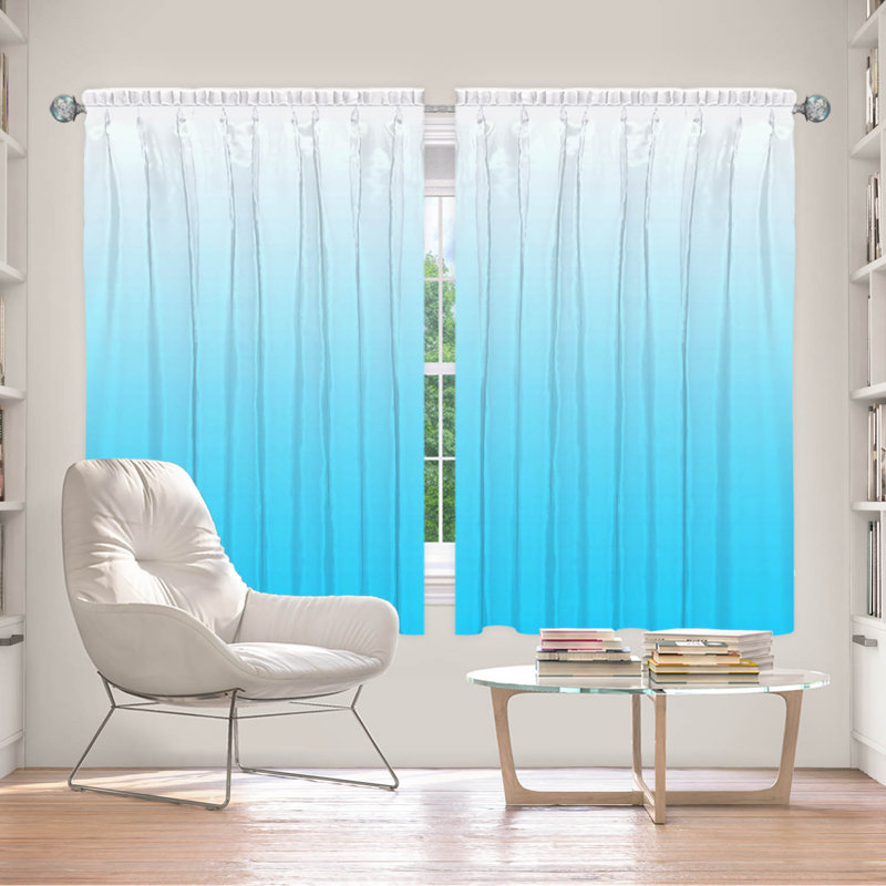 Vandela Room Darkening Curtain Pair, 56" W x 78" L, Aqua/Gray
