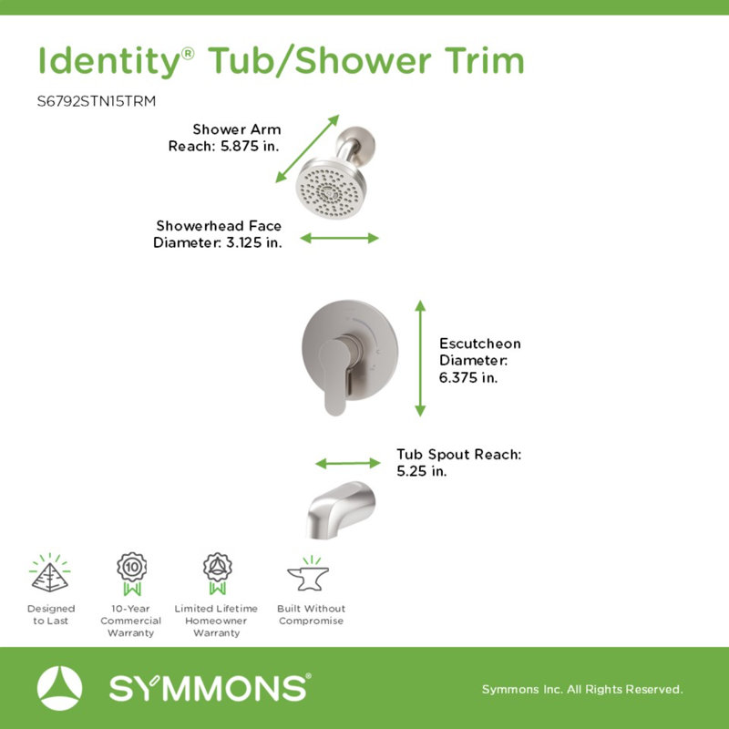 Identity HydroMersion Single Handle Tub & Shower Faucet, Satin Nickel