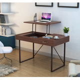 Lalma Adjustable Metal Base Writing Desk with Power Outlet