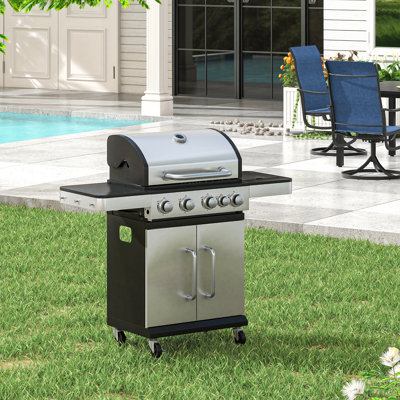 Stainless Propane Gas Grill With Side Burner