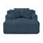 Living Room Compressed Chaise Lounge Foam Sofa bed, Fluffy Corduroy Upholstered Cloud Couch with Deep Seat, Blue