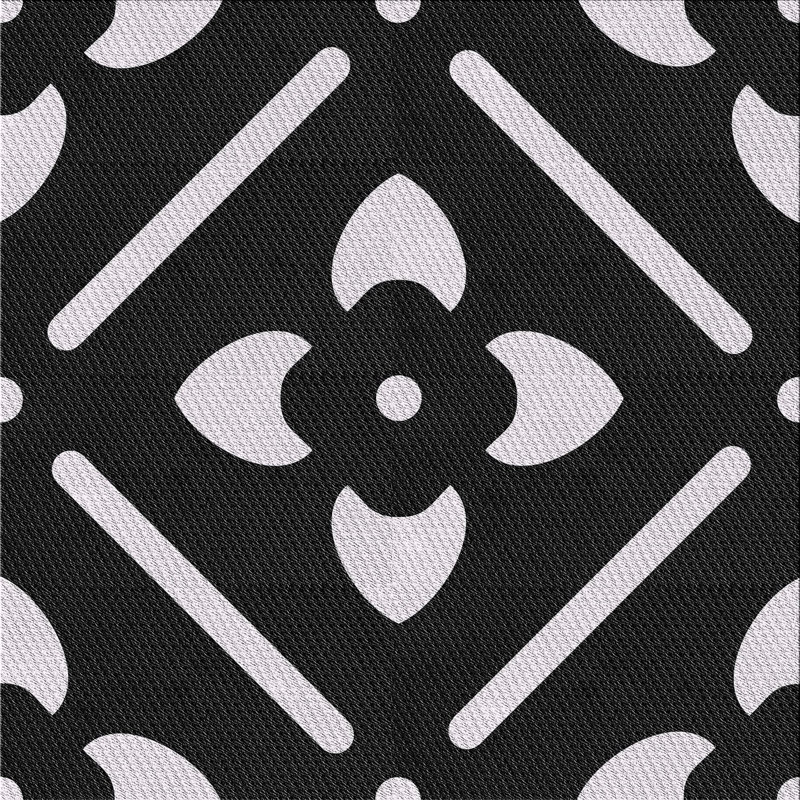 Tapis noir/blanc cassé tissé à la machine, Carré 3 pi