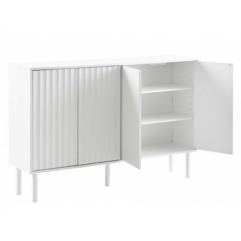 Range-chaussures, buffet avec portes cannelées, Blanc