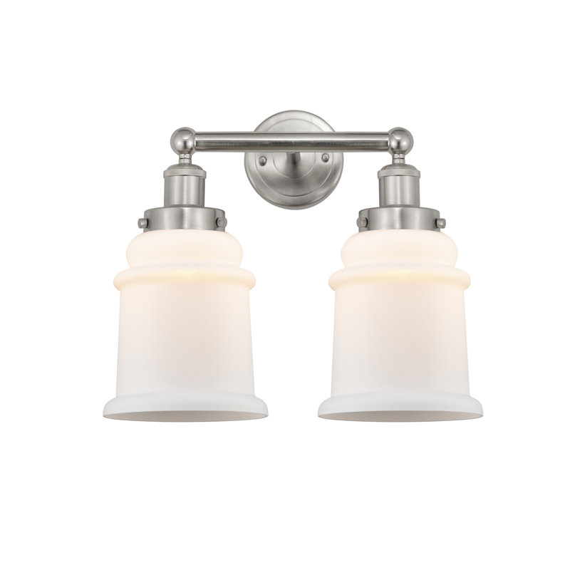 Cailen 2 - Light Dimmable Vanity Light, Matte White, Brushed Satin Nickel