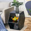 Table basse en panneau de fibres à densité moyenne, autocollants à motif de marbre noir, conception à plusieurs trous pour donner plus d'espace de rangement, conception simple et pratique qui convient à toutes sortes de décors de style. 25 * 21,6
