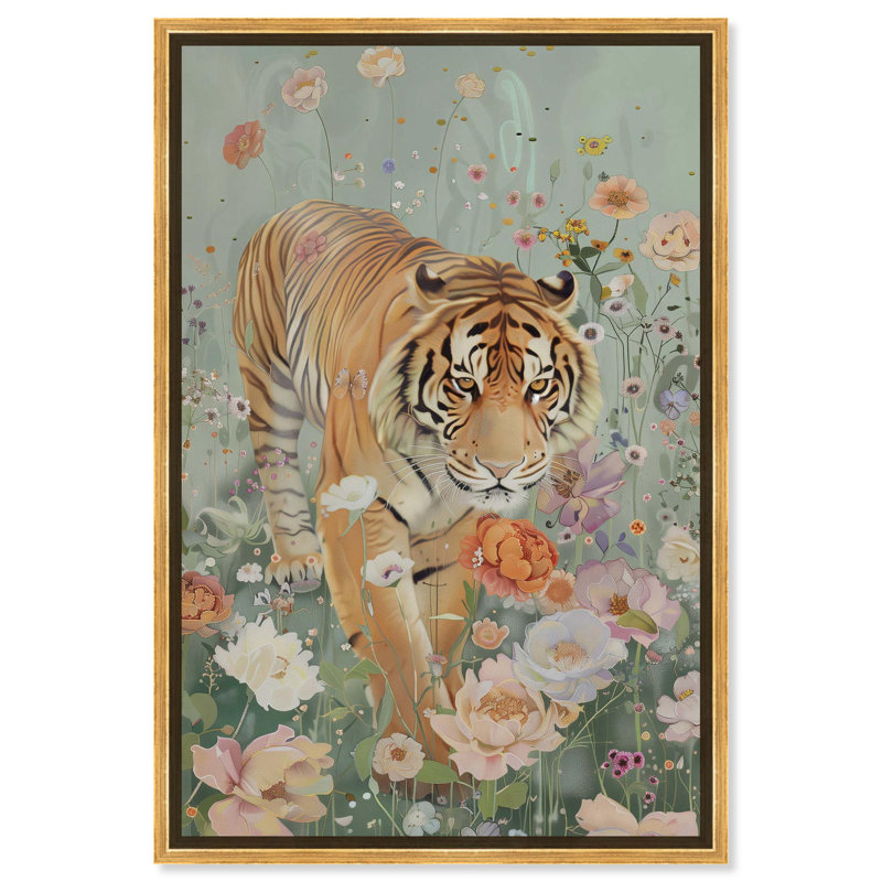 «Tiger Spring», toile par Art Remedy, Cadre doré, H 37 po x l 25 po