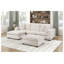 Fauteuil d'appoint contemporain sans accoudoirs en chenille beige avec coussins réversibles et structure en contreplaqué